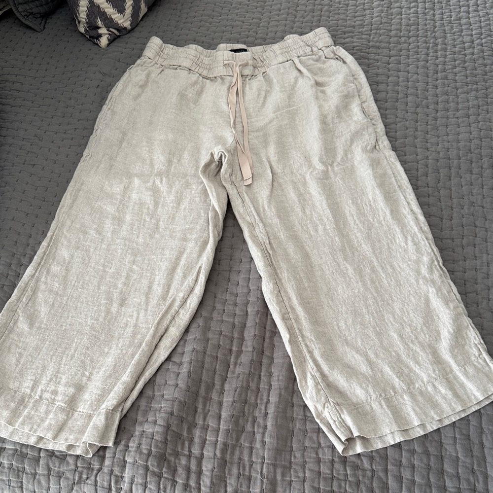 J. Crew Light Beige Wide Leg Linen Blend Pants